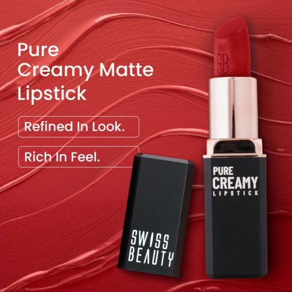 Swiss Beauty Pure Creamy Lipstick Smooth Glide Matte Finish Rich Colour With Vitamin E Tea.jpg
