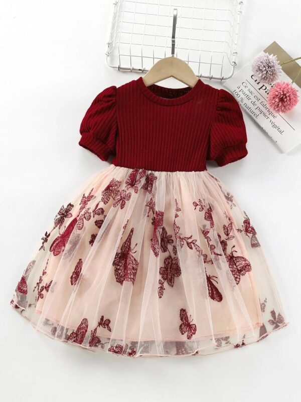 TAGAS Girls Embroidery Pattern Cap Sleeve Dress Girls Dress Party Dress for Girls Fancy Dress.jpg