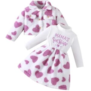 TASLAR Baby Girls Dress Velvet Cardigan Sets Toddler Top Lapel