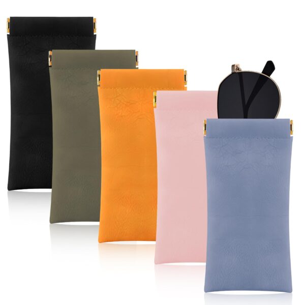 TecoKart® 5Pcs Sunglasses Pouch for Women, Soft Leather Sunglasses Case,