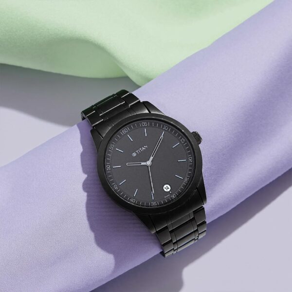 Titan Minimals Quartz Analog with Date Black Dial Black Metal Strap Watch for Men NT1806NM01.jpg