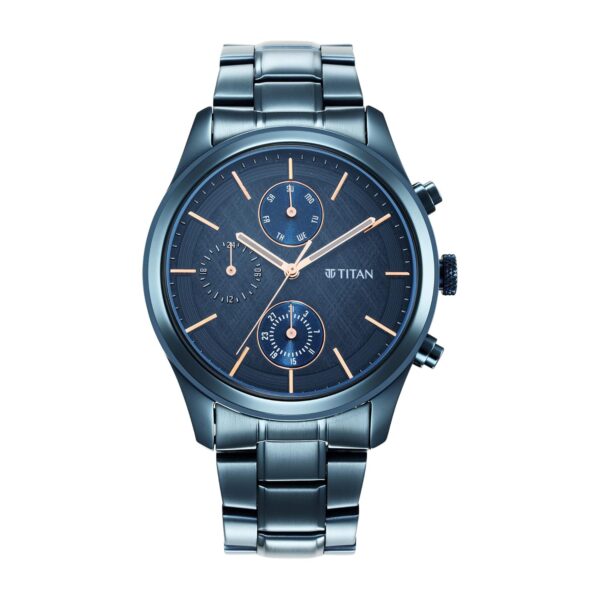 Titan Neo Splash Quartz Multifunction Midnight Blue Dial Metallic Blue
