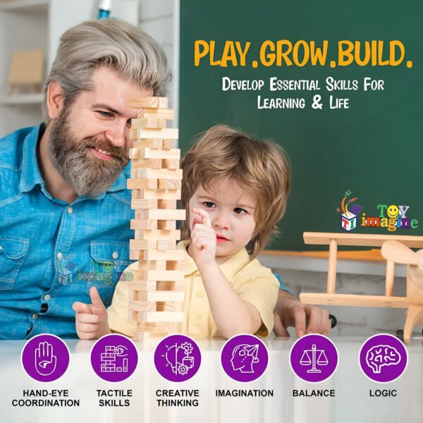 Toy Imagine Wooden Tumbling Tower Game – Indoor Stacking Puzzle Blocks for Kids Adults Families – Fun.jpg