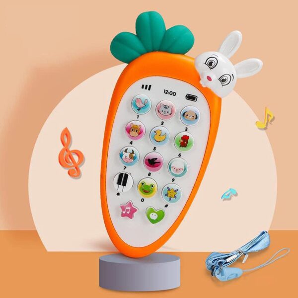VGRASSP Radish Style Cute Rabbit Face Pretend Play Cell Phone Toy for Kids Toddlers with Music Ringtones.jpg