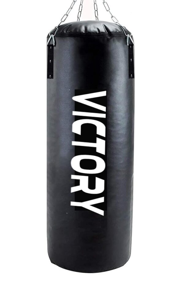 VICTORY Heavy Synthetic Leather Boxing Punching Bag Black | Stainless