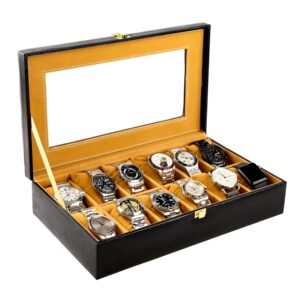 Watch Box Organizer – 12 Slot Display Case with Glass
