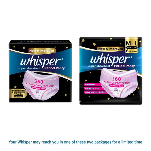 Whisper Super Absorbent Period Panty 6 M L Pants 360 Degree Leakage Protection for Heavy Flow Panty like.jpg