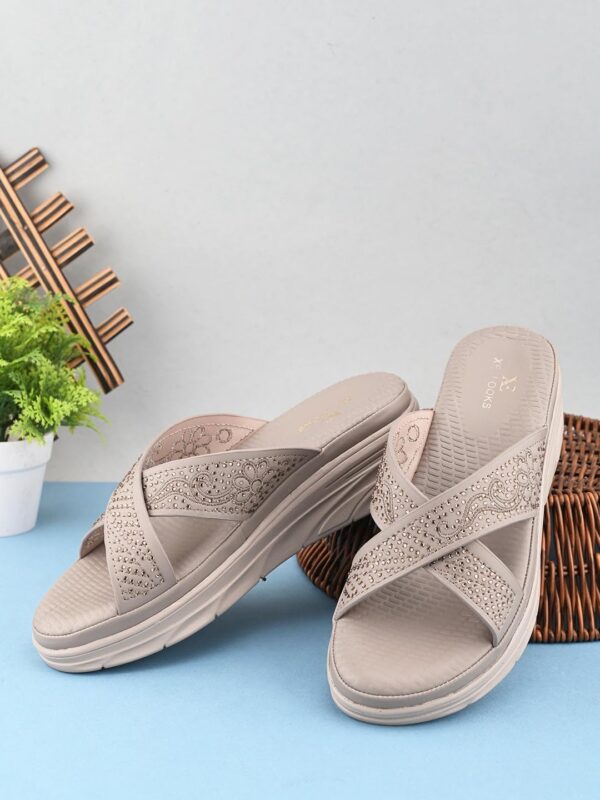 XE Looks Comfortable Womens Doctor Slippers – Orthopedic Sandals with Embellished Cross Straps and Cushioned.jpg