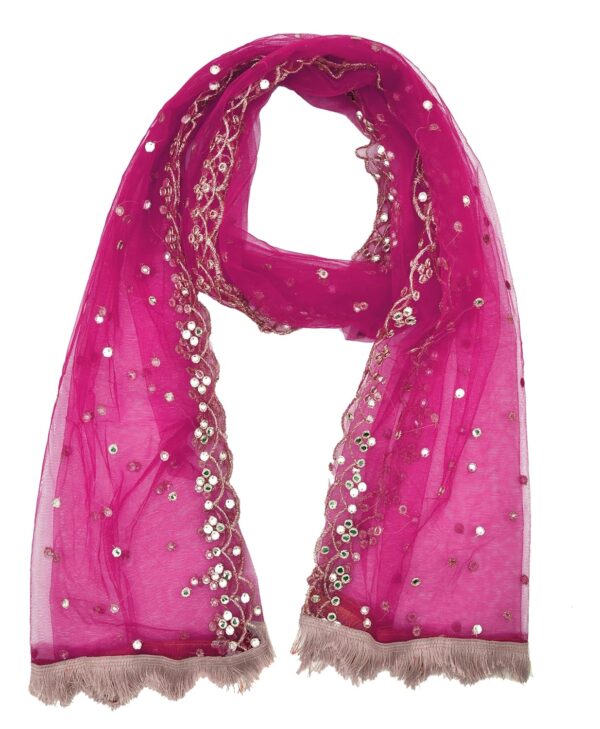 YOUTHQUAKE Plastic Mirror Emboridered Net Dupatta for Womens Girls With Fancy Cut Design with Lace.jpg