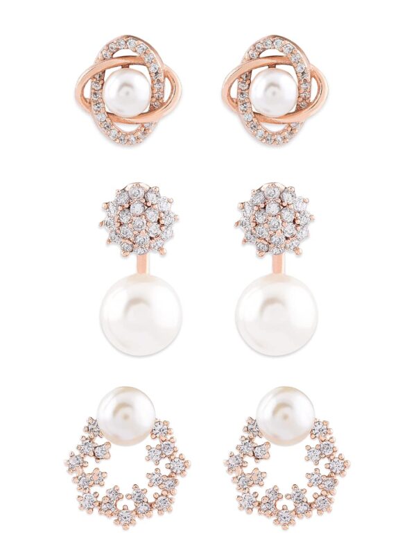 Zaveri Pearls Combo of 3 Cubic Zirconia & Pearls Contemporary