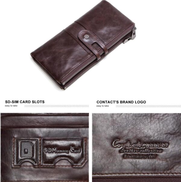 1751363986 Contacts Bifold Wallets for Women Genuine Leather Ladies ClutchWallet with RFID Protection Slim Zipper.jpg