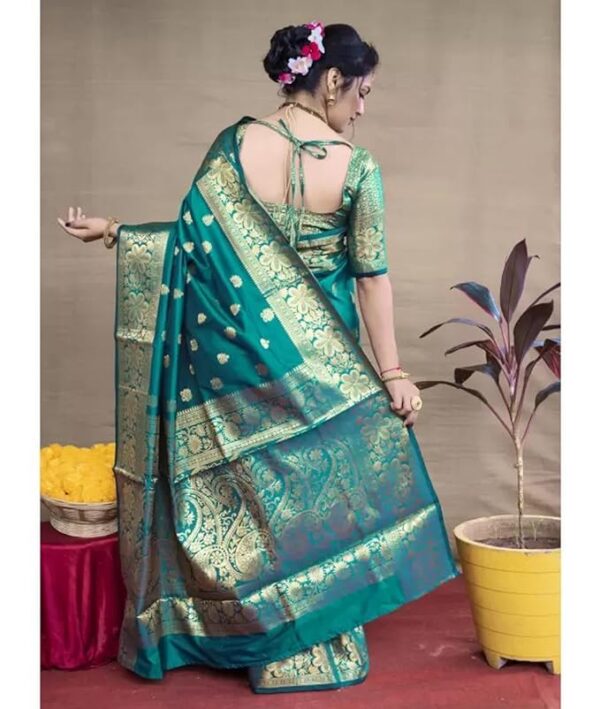 C J Enterprise Womens Pure Soft Kanjivaram Silk Saree For Wedding Banarasi Style Sari With Blouse Piece.jpg