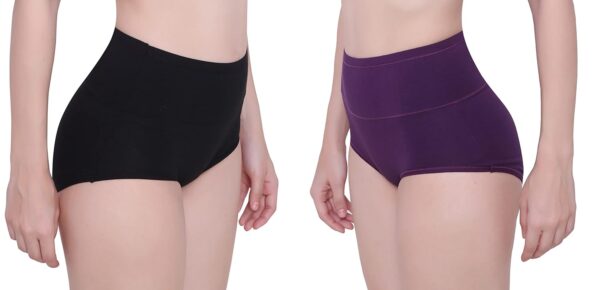 GLAMORAS® Womens Cotton High Waist Underwear Full Coverage Brief Panty Ladies Soft Comfortable Breathable.jpg